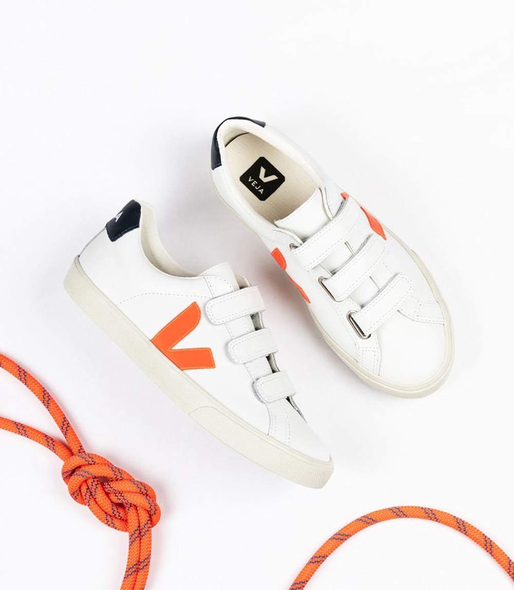 Veja Sneakers Mens - 3-lock Leathe - White/Orange - 0894LNAKQ